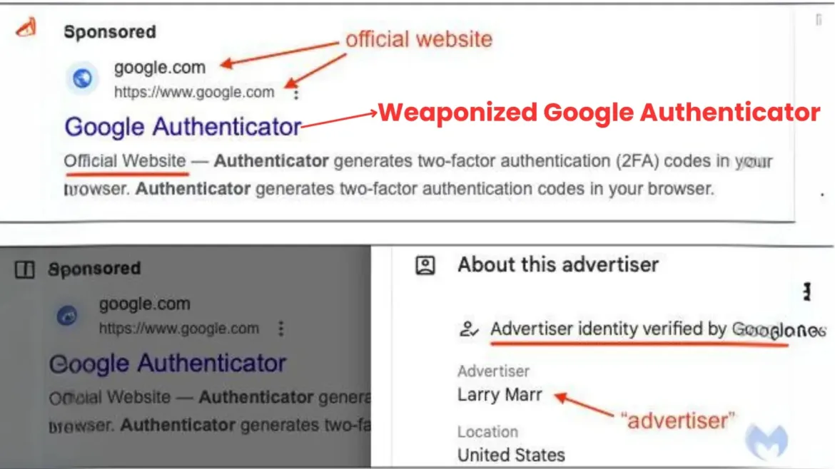 Weaponized Google Authenticator Via Google Ads Steals Sensitive Data